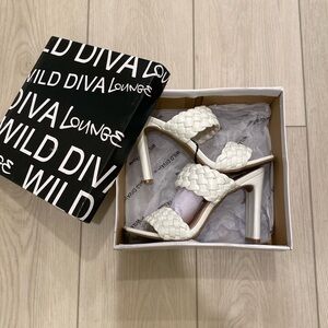 NWT White Braided Heels